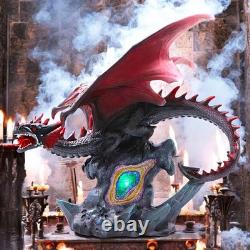 Majestic Fantasy Dragon Figurine with LED Light Up Base Mystical Crystal Statue