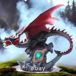 Majestic Fantasy Dragon Figurine with LED Light Up Base Mystical Crystal Statue
