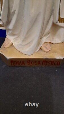 Maria Rosa Mystica Statue Virgin Mary Figure Vintage Resin Madonna 50cm