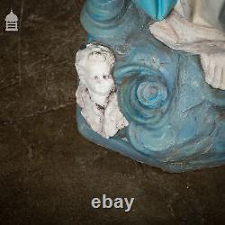 Mary with Cherubs Statue, Large Early 20th C Resin Composite Figure