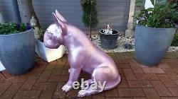 Metallic Pink Fibreglass Bull Terrier Statue / Figure