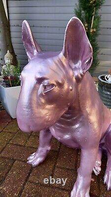 Metallic Pink Fibreglass Bull Terrier Statue / Figure