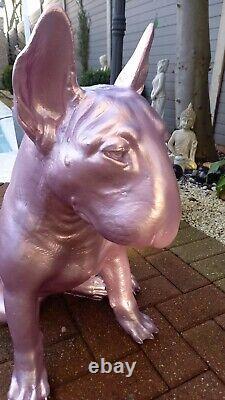 Metallic Pink Fibreglass Bull Terrier Statue / Figure