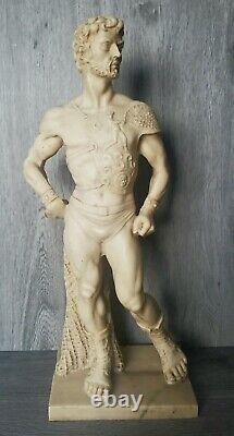 Mid Century Warrior Gladiator Greek, Roman Resin Large Sculpture Statue