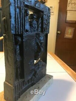 Modernist Sculpture By Ziamonon 1969 Bronze Composite With Stone Base EX