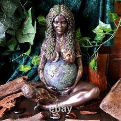 Mother Earth Resin Statue Figure Gaia Pregnant Goddess Bronze Ornament New 30cm
