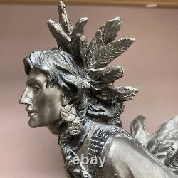 Native American Indian Chief Bronze Finish Resin Figure 32cm