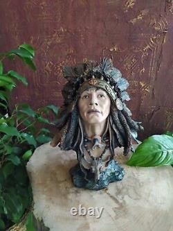 Native American Indian Chief Warrior Resin Figure Statue Sculpture Home Decor