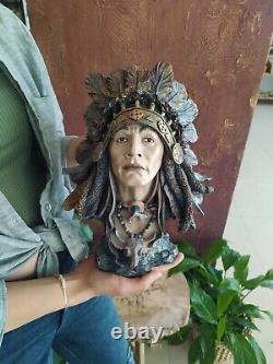 Native American Indian Chief Warrior Resin Figure Statue Sculpture Home Decor