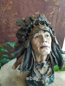 Native American Indian Chief Warrior Resin Figure Statue Sculpture Home Decor