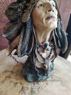 Native American Indian Chief Warrior Resin Figure Statue Sculpture Home Decor