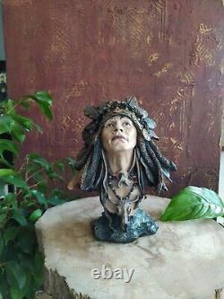 Native American Indian Chief Warrior Resin Figure Statue Sculpture Home Decor