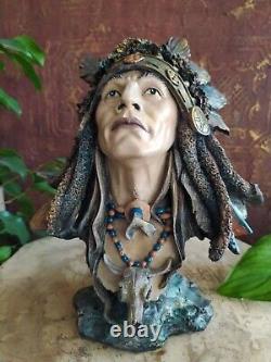 Native American Indian Chief Warrior Resin Figure Statue Sculpture Home Decor