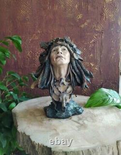 Native American Indian Chief Warrior Resin Figure Statue Sculpture Home Decor