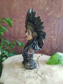 Native American Indian Female Warrior Resin Figure Statue Sculpture Home Decor