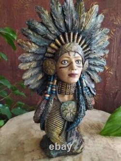 Native American Indian Female Warrior Resin Figure Statue Sculpture Home Decor