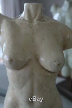 New female nude torso erotic sculpture statue ornament in ivory/bone style