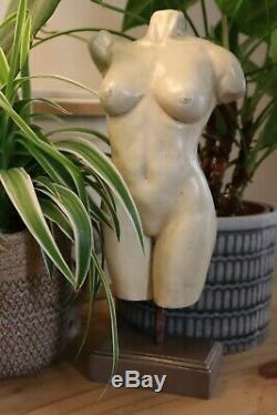 New female nude torso erotic sculpture statue ornament in ivory/bone style