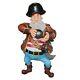 Pirate with Cannonball Statue Fun Prop Cartoon Figure Nautical Pirate Model