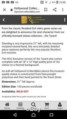 Resident Evil Resin Statue Figure Tyrant Limited To 750 Mint Condition Very Rare