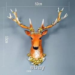 Resin Big Deer Head Statue Home Decor 3D Elk Abstract Sculpture Wall Hang Figure