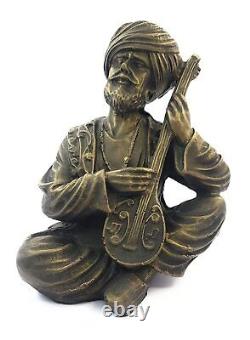 Resin Bronze Finished Traditional Men Playing Instrument Figure Statue Showpiece