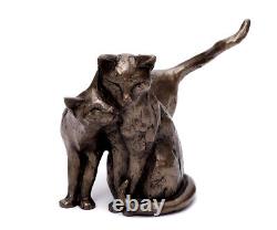 Resin Figure Cat Couple Made Of With Bronzepulver Statue Art Sculpture Large