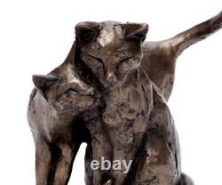 Resin Figure Cat Couple Made Of With Bronzepulver Statue Art Sculpture Large