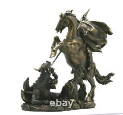 Saint George killing the Dragon Roman Soldier Statue Figure Bronze Finish