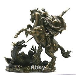 Saint George killing the Dragon Roman Soldier Statue Figure Bronze Finish