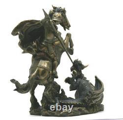 Saint George killing the Dragon Roman Soldier Statue Figure Bronze Finish