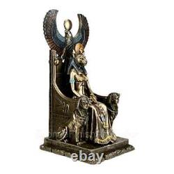 Sekhmet Sitting on Throne Ancient Egyptian Goddess of Healing Cold Cast Bronze
