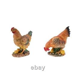 Set of 2 Cute Hen Miniature Figure Chicken Model Outdoor Decor Art Kids Toys