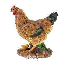 Set of 2 Cute Hen Miniature Figure Chicken Model Outdoor Decor Art Kids Toys