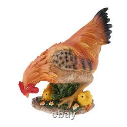 Set of 2 Cute Hen Miniature Figure Chicken Model Outdoor Decor Art Kids Toys