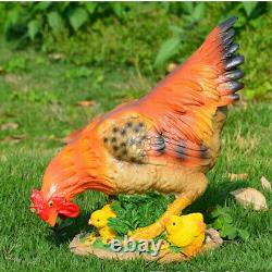 Set of 2 Cute Hen Miniature Figure Chicken Model Outdoor Decor Art Kids Toys