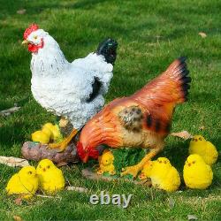 Set of 2 Cute Hen Miniature Figure Chicken Model Outdoor Decor Art Kids Toys