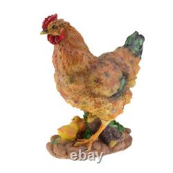 Set of 2 Cute Hen Miniature Figure Chicken Model Outdoor Decor Art Kids Toys