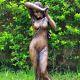 Shy Maiden 85cm Bronze Marble Resin Garden Statue