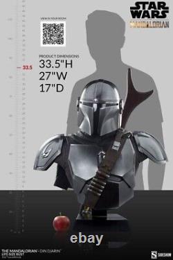 Sideshow Star Wars The Mandalorian Figure Life-Size Bust Din Djarin 86 cm Statue