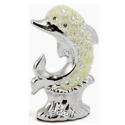 Silver Mille Dolphin Ornament Figure Gift Decoration Statue Home Resin Diamante