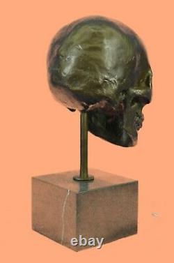 Skull Sculpture Statue Figure Skeleton Head Metal Bronze No Resin Figurine Art