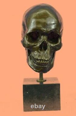 Skull Sculpture Statue Figure Skeleton Head Metal Bronze No Resin Figurine Art