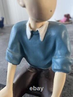 TINTIN SEATED BENCH Large FIGURE Statue Vintage Original Unknown Maker