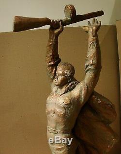Ukrainian Russian Soviet Statue GARDEN sculpture girl soldier WW2 unique