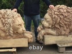 Unique Huge Pair of Impressive Canova's Marble Lions Original Master moulds