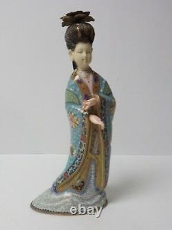 Unusual Chinese Cloisonne 12 Female Figure, Painted Resin Head & Hands