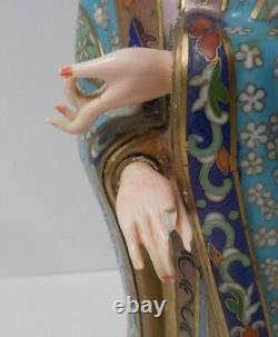 Unusual Chinese Cloisonne 12 Female Figure, Painted Resin Head & Hands