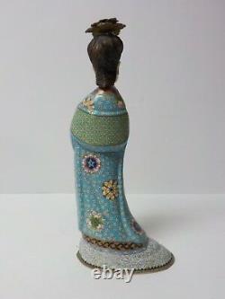 Unusual Chinese Cloisonne 12 Female Figure, Painted Resin Head & Hands