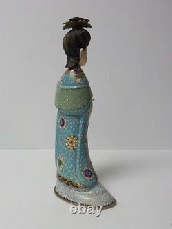 Unusual Chinese Cloisonne 12 Female Figure, Painted Resin Head & Hands